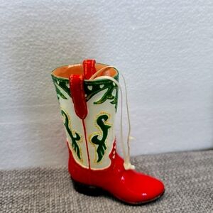 Red and White Western Boots Ornament